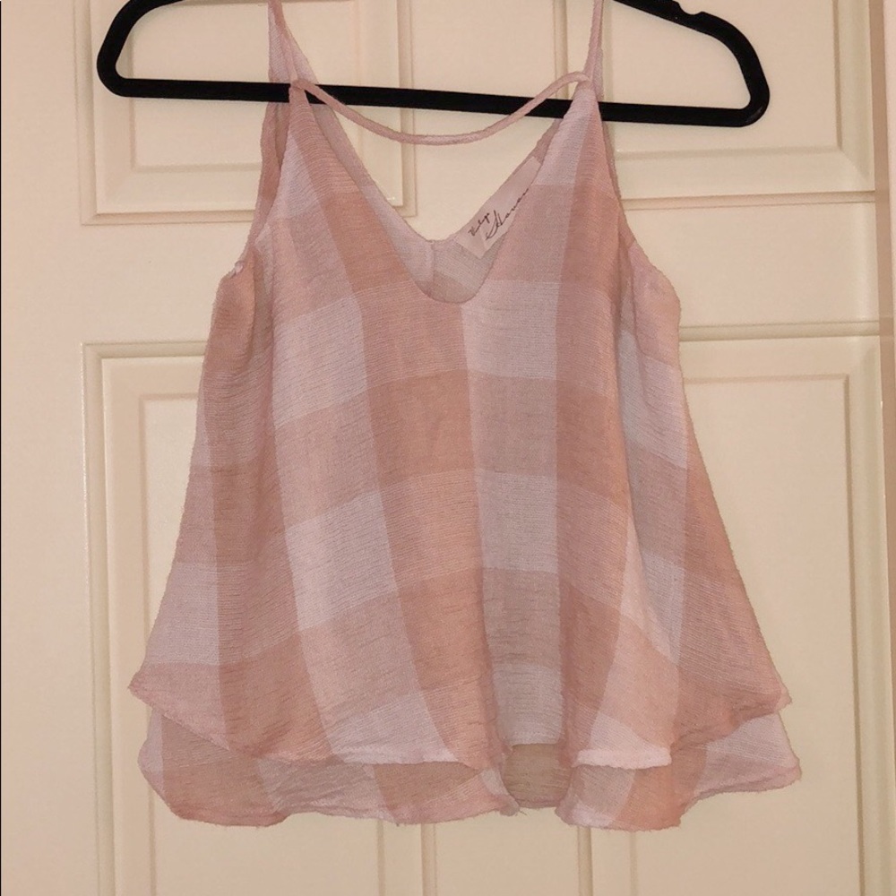 Vintage Havana plaid pink ruffle tank!